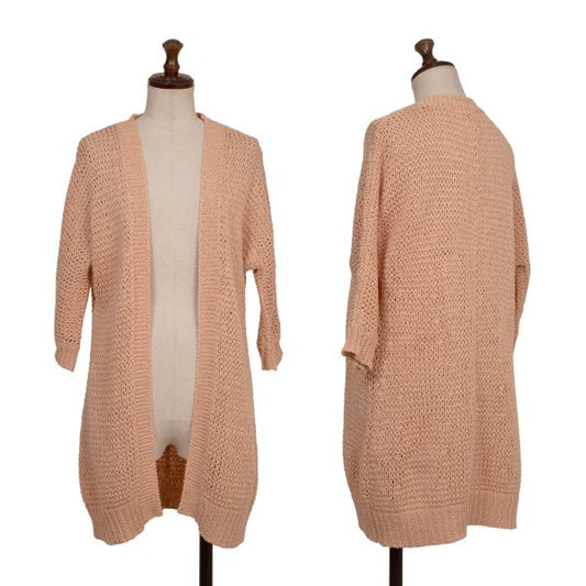 Theory luxe Cotton Linen Low Gauge Cardigan Pink Size 38