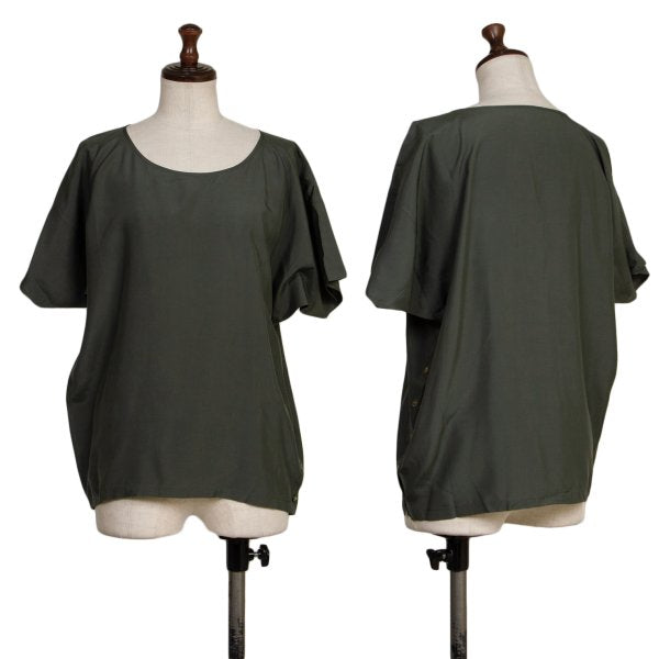 JURGEN LEHL Silk Side Button Short Blouse Green Size M