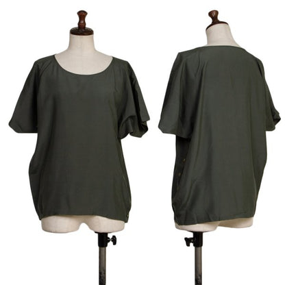 JURGEN LEHL Silk Side Button Short Blouse Green Size M