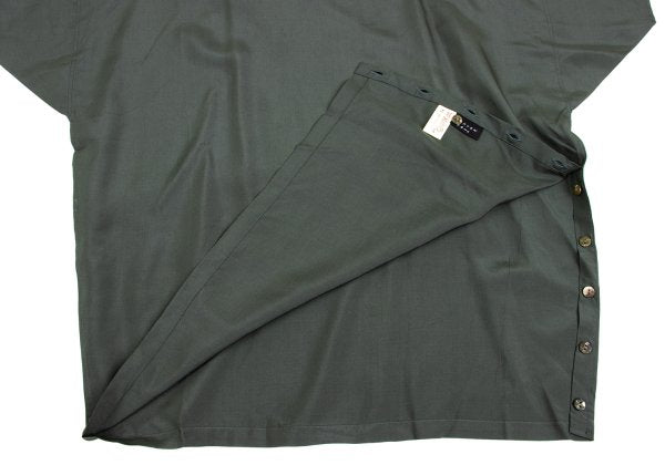 JURGEN LEHL Silk Side Button Short Blouse Green Size M