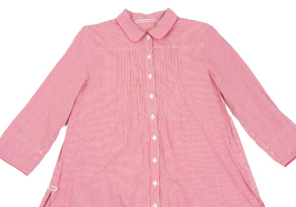 Mademoiselle NON NON Cotton Cupro Gingham Shirt Red Size 40L