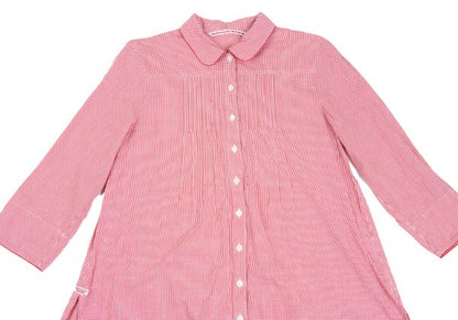 Mademoiselle NON NON Cotton Cupro Gingham Shirt Red Size 40L