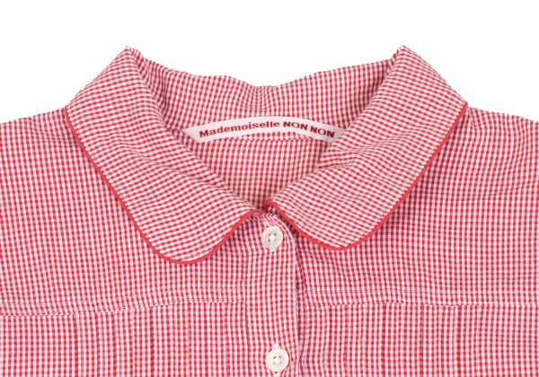 Mademoiselle NON NON Cotton Cupro Gingham Shirt Red Size 40L