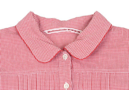 Mademoiselle NON NON Cotton Cupro Gingham Shirt Red Size 40L