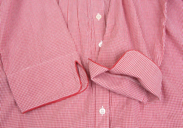 Mademoiselle NON NON Cotton Cupro Gingham Shirt Red Size 40L