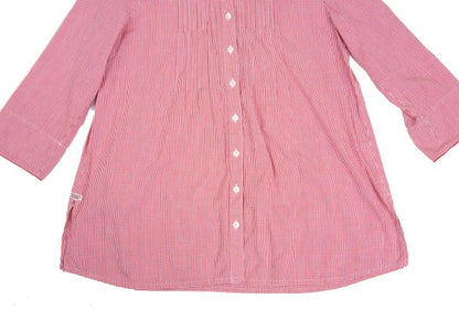Mademoiselle NON NON Cotton Cupro Gingham Shirt Red Size 40L