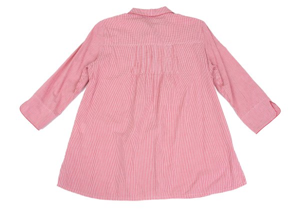 Mademoiselle NON NON Cotton Cupro Gingham Shirt Red Size 40L