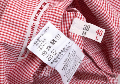 Mademoiselle NON NON Cotton Cupro Gingham Shirt Red Size 40L
