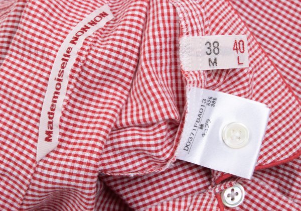 Mademoiselle NON NON Cotton Cupro Gingham Shirt Red Size 40L