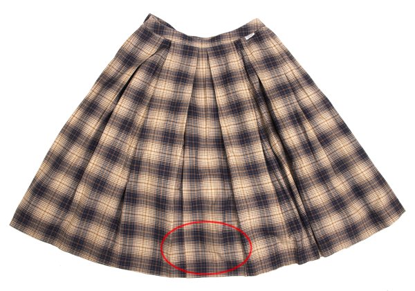 Mademoiselle NON NON Beige Navy Check Midi Skirt Size 40L