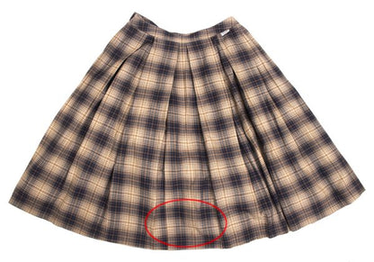 Mademoiselle NON NON Beige Navy Check Midi Skirt Size 40L