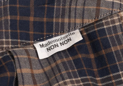Mademoiselle NON NON Beige Navy Check Midi Skirt Size 40L