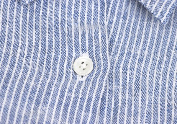 Mademoiselle NON NON Linen 3/4 Sleeve Up Blue/White Shirt Size 40L