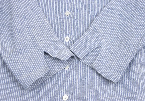Mademoiselle NON NON Linen 3/4 Sleeve Up Blue/White Shirt Size 40L