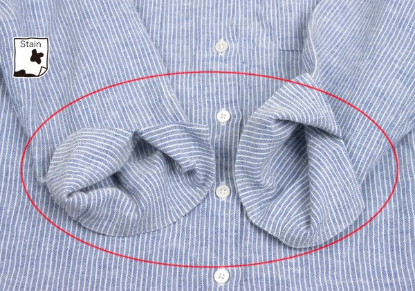 Mademoiselle NON NON Linen 3/4 Sleeve Up Blue/White Shirt Size 40L