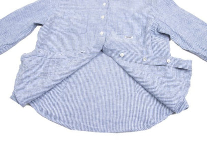 Mademoiselle NON NON Linen 3/4 Sleeve Up Blue/White Shirt Size 40L