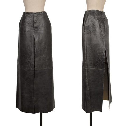 Jean Paul GAULTIER FEMME Lamb Leather Skirt Gray Size 40