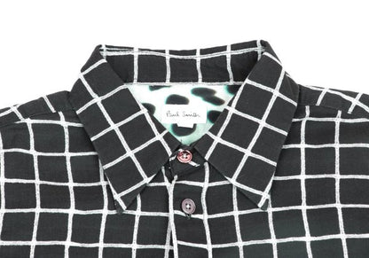 Paul Smith Cotton Graph Check Print S/S Shirt Black Size S