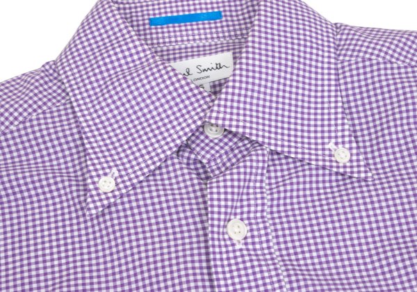 Paul Smith Purple Gingham Check Button-Down Shirt Size S