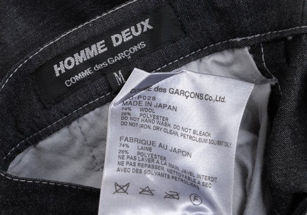COMME des GARCONS HOMME DEUX Black Wool Stitch Pants Size M