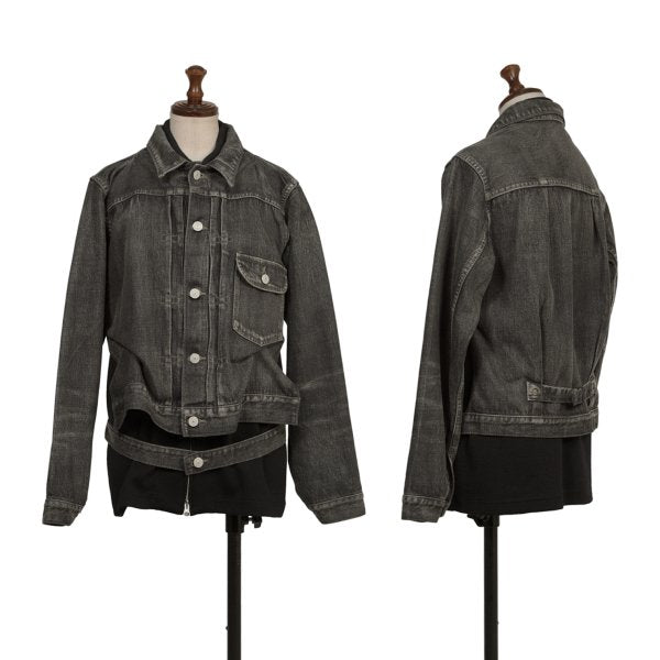 Yohji Yamamoto FEMME Knit Panel Denim Jacket Gray Size 2