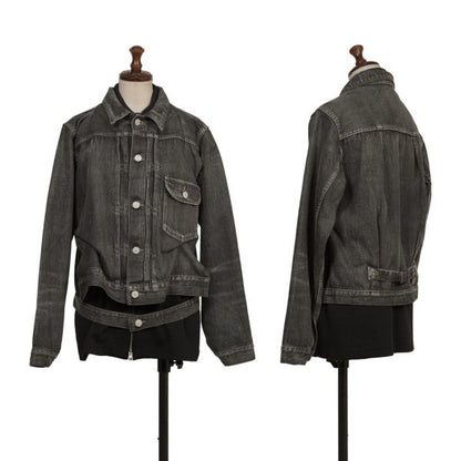 Yohji Yamamoto FEMME Knit Panel Denim Jacket Gray Size 2