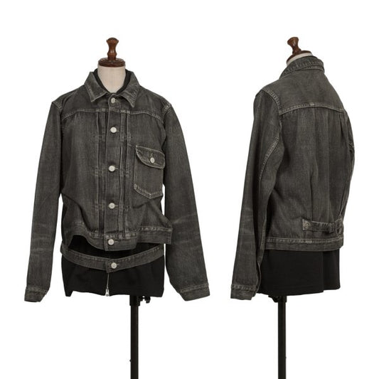Yohji Yamamoto FEMME Knit Panel Denim Jacket Gray Size 2
