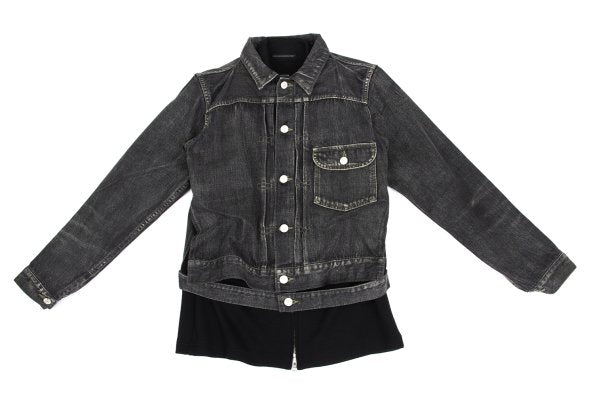 Yohji Yamamoto FEMME Knit Panel Denim Jacket Gray Size 2