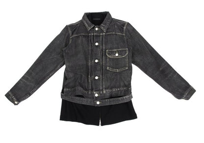 Yohji Yamamoto FEMME Knit Panel Denim Jacket Gray Size 2