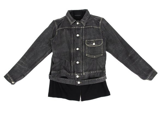 Yohji Yamamoto FEMME Knit Panel Denim Jacket Gray Size 2