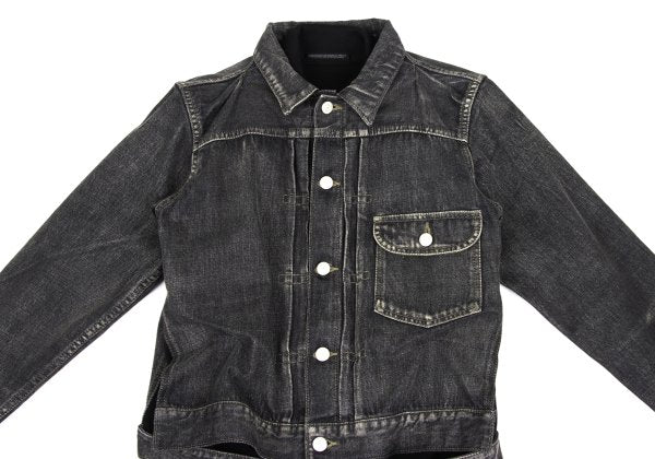 Yohji Yamamoto FEMME Knit Panel Denim Jacket Gray Size 2