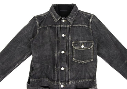 Yohji Yamamoto FEMME Knit Panel Denim Jacket Gray Size 2