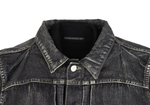 Yohji Yamamoto FEMME Knit Panel Denim Jacket Gray Size 2