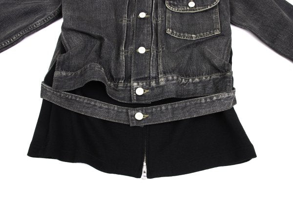Yohji Yamamoto FEMME Knit Panel Denim Jacket Gray Size 2