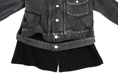Yohji Yamamoto FEMME Knit Panel Denim Jacket Gray Size 2