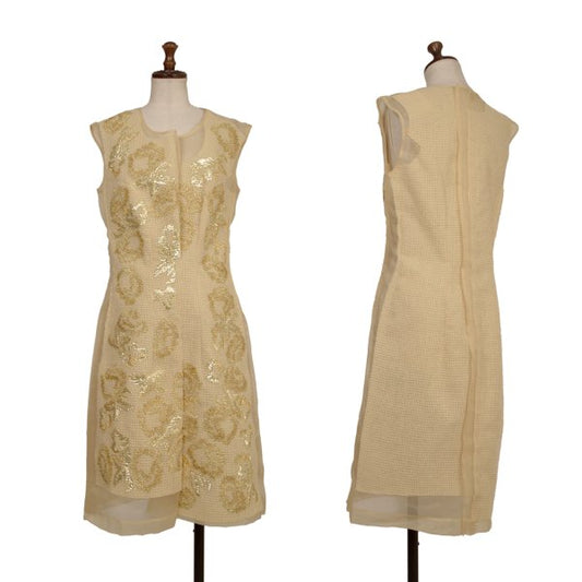 COMME des GARCONS 97AW Gold Embroidery Sheer Dress Size M