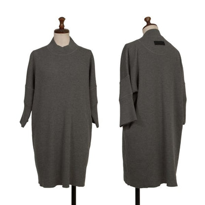 JIL SANDER Wool Mock Neck 3/4 Sleeve Sweater Gray Size 38