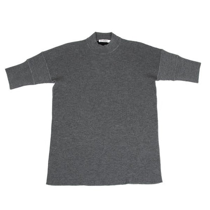 JIL SANDER Wool Mock Neck 3/4 Sleeve Sweater Gray Size 38
