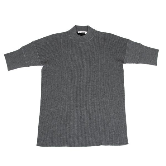 JIL SANDER Wool Mock Neck 3/4 Sleeve Sweater Gray Size 38