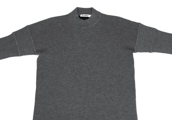JIL SANDER Wool Mock Neck 3/4 Sleeve Sweater Gray Size 38
