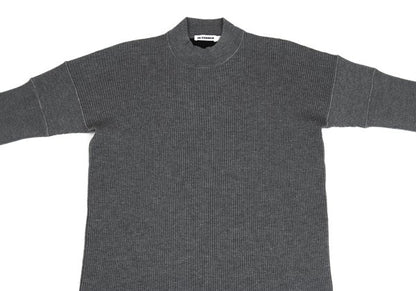 JIL SANDER Wool Mock Neck 3/4 Sleeve Sweater Gray Size 38