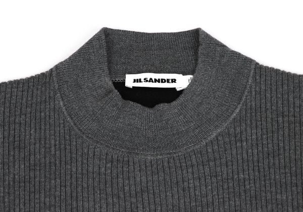 JIL SANDER Wool Mock Neck 3/4 Sleeve Sweater Gray Size 38