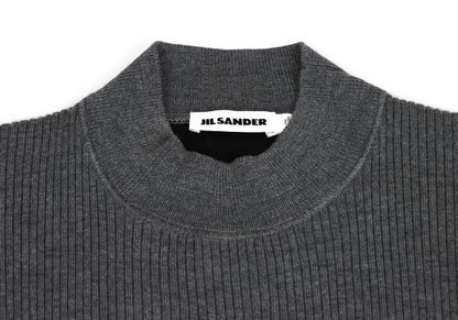 JIL SANDER Wool Mock Neck 3/4 Sleeve Sweater Gray Size 38