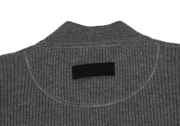 JIL SANDER Wool Mock Neck 3/4 Sleeve Sweater Gray Size 38