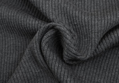 JIL SANDER Wool Mock Neck 3/4 Sleeve Sweater Gray Size 38