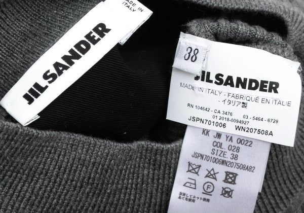 JIL SANDER Wool Mock Neck 3/4 Sleeve Sweater Gray Size 38