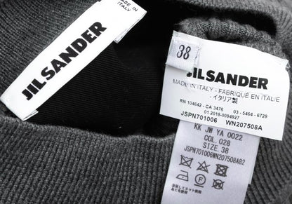 JIL SANDER Wool Mock Neck 3/4 Sleeve Sweater Gray Size 38