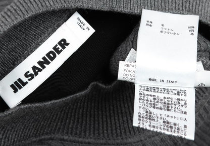 JIL SANDER Wool Mock Neck 3/4 Sleeve Sweater Gray Size 38