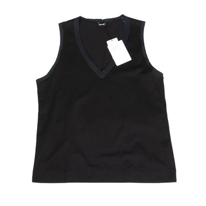 JIL SANDER NAVY Cotton V-Neck Tank Top Black Navy Size S