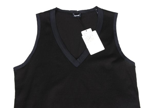 JIL SANDER NAVY Cotton V-Neck Tank Top Black Navy Size S